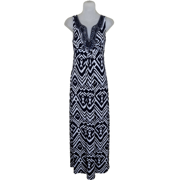 dressbarn Monochrome Geometric Maxi Dress - Picture 1 of 14